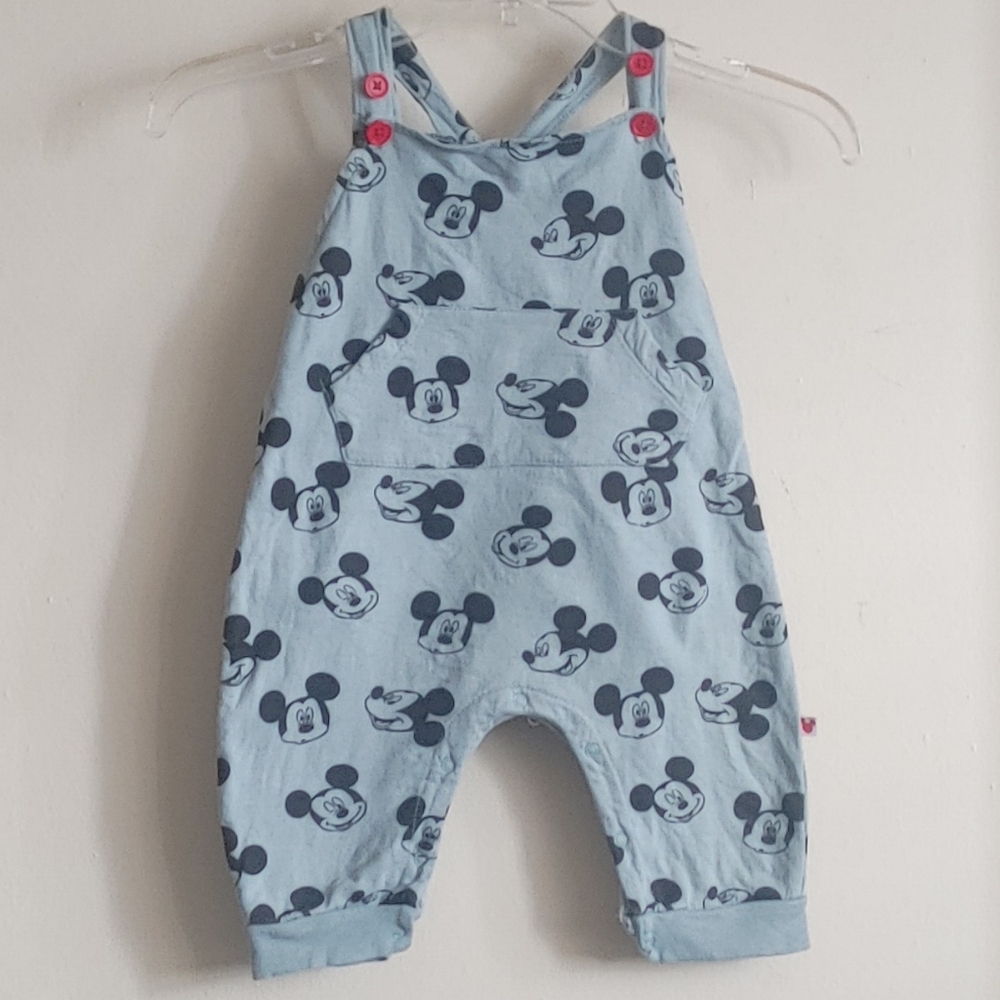 Disney Mickey Mouse Baby Romper Overalls Light Blue Black 24 Months